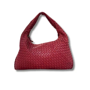 Bottega Veneta Hobo Intrecciato One Shoulder Tote Handbag Leather Red NNNz04 - Picture 1 of 12