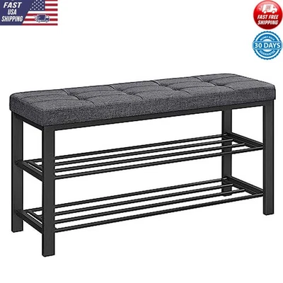Скамья для хранения обуви мягкая входное сиденье органайзер 2-уровневая прочная стальная рама - Изображение 1 из 4