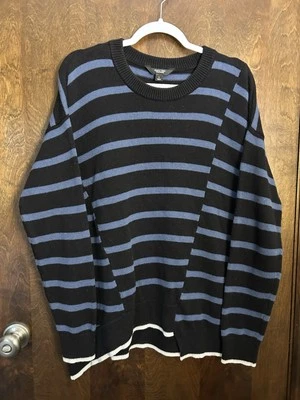 Simply Vera Wang Striped Dropped Shoulder Sweater Uneven Hem Size Large - Image 1 of 4