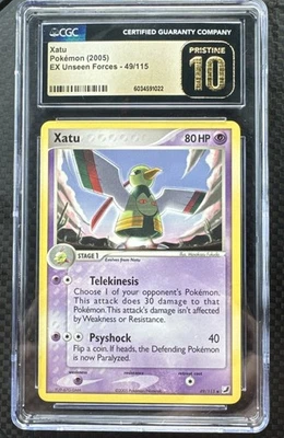 ( POP 24 ) CGC PRISTINE 10 GOLD LABEL XATU 49/115 2005 POKÉMON EX UNSEEN FORCES - Image 1 of 4