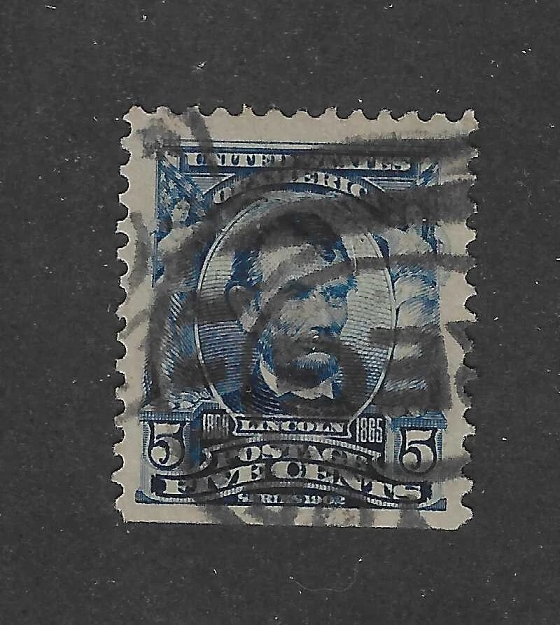 Scott 304 , 4 cents blue, Lincoln, 1902, XF- Sup, scv. $225 - Image 1 of 1