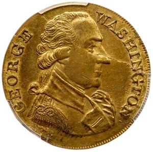 (1790s) B-265a PCGS UNC Detail Pl Edge LG 1er troquel Washington Success Medalla de latón - Imagen 1 de 3