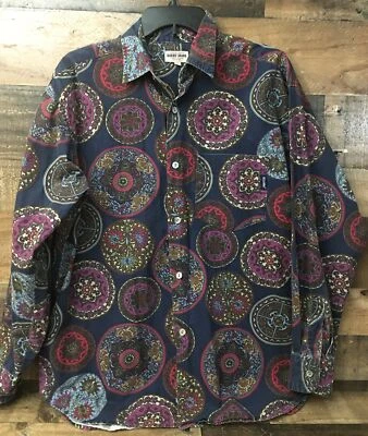 VTG Guess Button Down Shirt Men Large Y2K Preppy Retro Boho Logo  Made In USA - Image 1 of 4