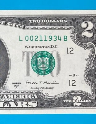 February 1, 1934 / 2 January 1934 L 00211934 B BIRTHDAY Note $2 Two Dollar Bill - Image 1 of 3