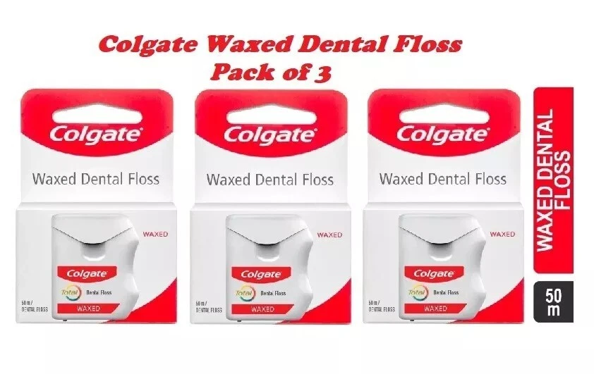 3 Pack of Colgate Total Waxed Dental Floss 50 Meter Each - FreeShipping - Image 1 of 1