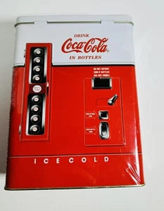 Drink Coca Cola in Bottles Vending Machine Tin Box 8"H - Picture 1 of 10