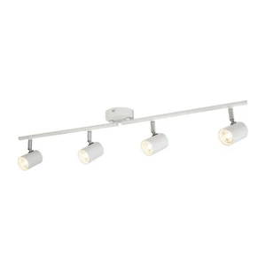 4 Lights White and Chrome Finish Cylinder Head Split Bar Ceiling Spotbar Light - Picture 1 of 2