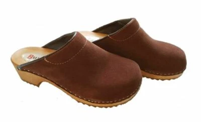 Zuecos de madera color marrón F3 gamuza hombre Foto 1 de 4