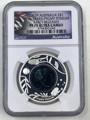 2013P Australia S$1 NGC PF70 Ultra Cameo Pygmy Possum Opal Series - Image 1 of 4