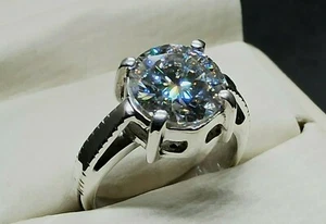 Elegante anillo natural de 5 quilates de diamantes moissanita plata esterlina 925 hecho a mano para mujer - Imagen 1 de 12