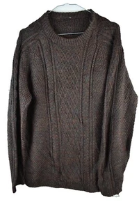 Multicoloured Cable Knit Jumper Chest size 48" Mens Vintage Pullover Crew Neck C - Picture 1 of 6