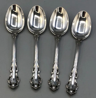 Juego de 4 cucharas Demitasse de plata esterlina Dresden Scroll by Lunt 4 3/8" Foto 1 de 3