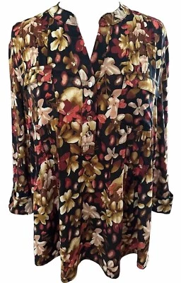 COCOMO XL Negro Rojo Amarillo Floral Manga 3/4 Mujer Pintuck Blusa Túnica Camisa Foto 1 de 4