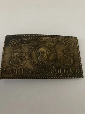 Colt Revolver Police Dept's Banks & Express Co Patent Firearms Brass Belt Buckle - Image 1 of 2