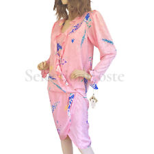 Flora Kung NWT pink lupine floral silk print mock tulip wrap dress