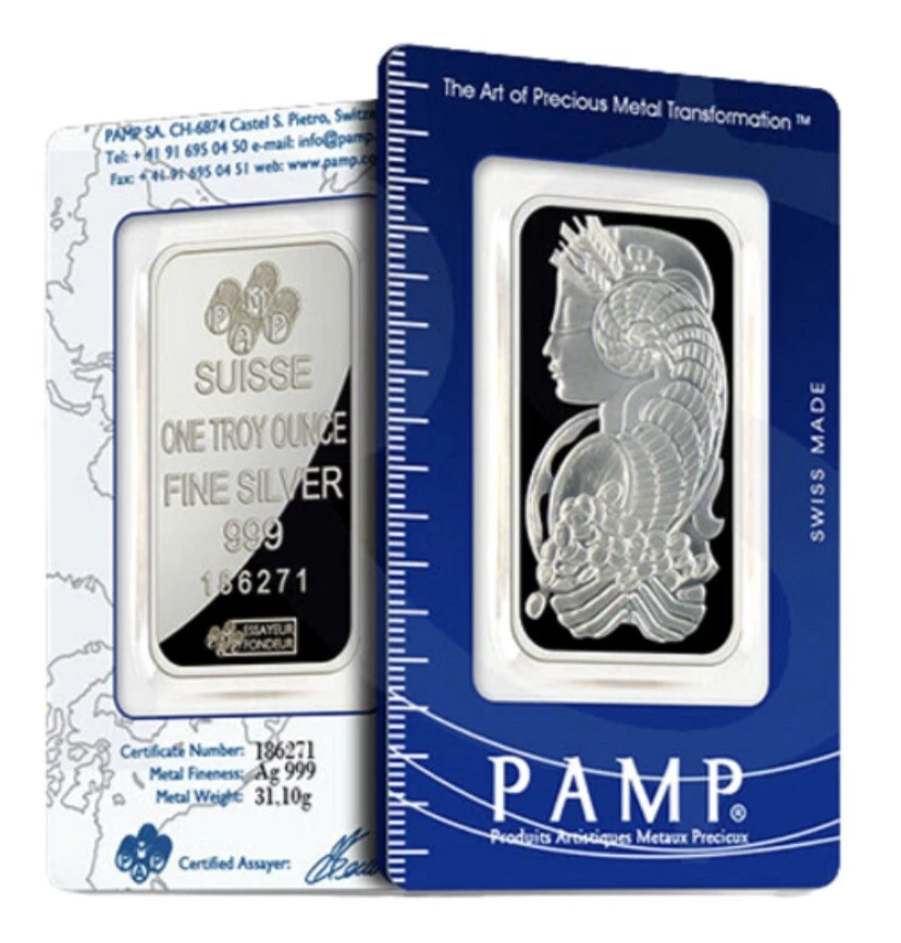 Lingotto argento PAMP Suisse Lady Fortuna 1 oz 31,1 grammi Purezza 999 Blister - Immagine 1 di 4