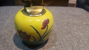 Vintage Rare Chinese yellow Floral Table Lighter - Picture 1 of 3