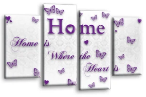 Family Love Quote Art Print Purple White Framed Split Canvas Picture Large - Picture 1 of 6