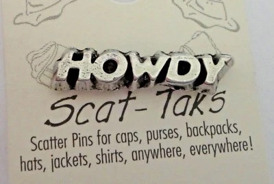 Pewter Texas A&M University ATM Aggie Skat Tie Tack Lapel Pin says Howdy! - Image 1 of 4