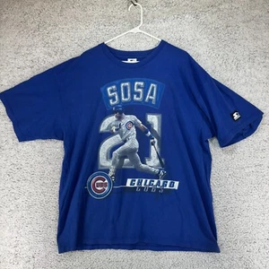VTG 90s Starter Chicago Cubs Sammy Sosa #21 Made In USA Blue T Shirt Men's 2XL - Picture 1 of 8