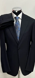 Black super 150 Cerruti one button wool suit with peak lapel - Picture 1 of 4