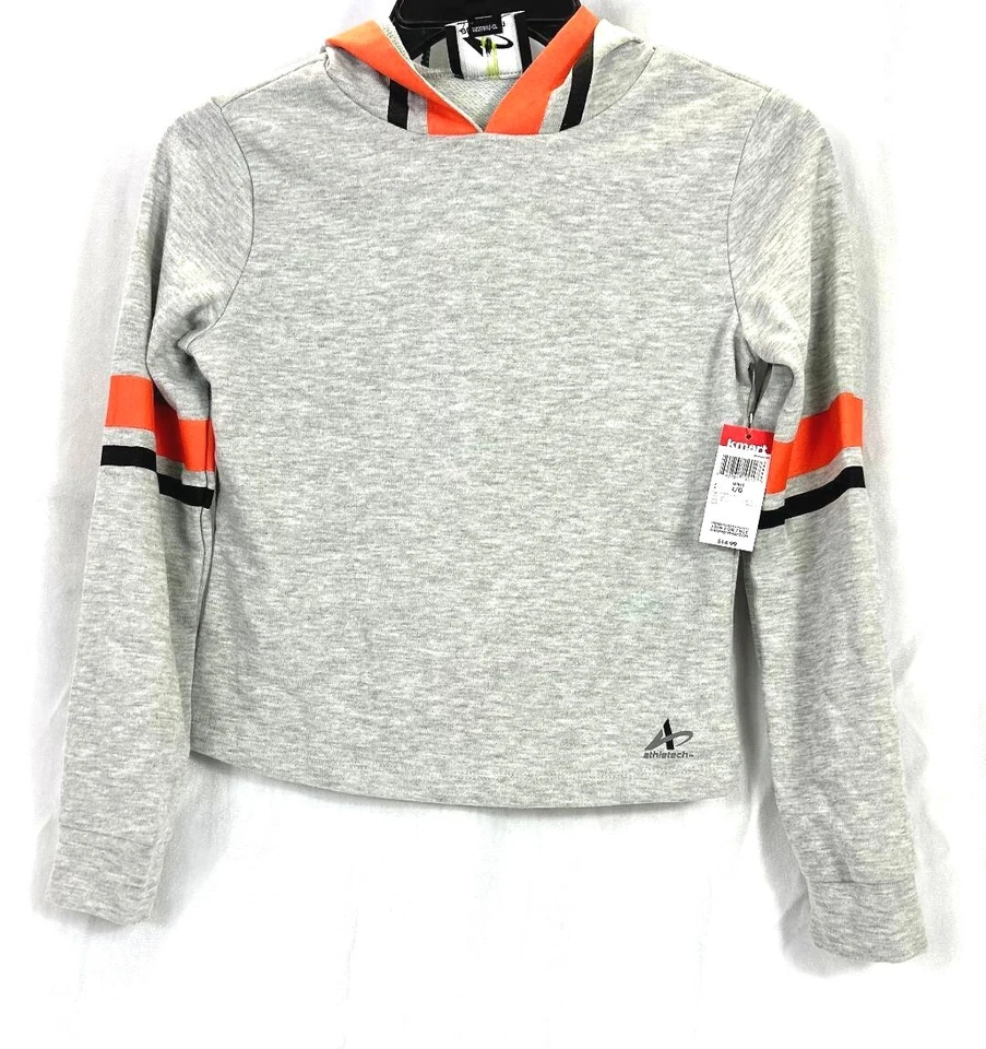 Athletech - девочек длинным рукавом рубашка с капюшоном серый эластичной размер L - Изображение 1 из 4