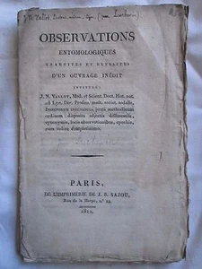 LESCHEVIN : OBSERVATIONS ENTOMOLOGIQUES, 1812. - Picture 1 of 6