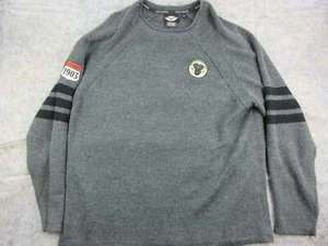 Harley Davidson Extra Large L Wool Sweater Embroidered 1903 Gray Black Mens - Picture 1 of 12