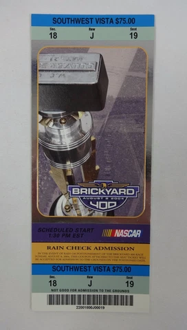 2004 Brickyard 400 Race Used Ticket Stub IMS Nascar Winner #24 Jeff Gordon Cover