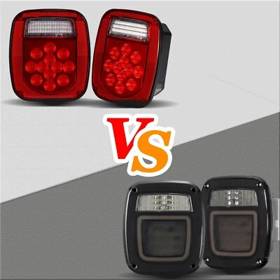 Smoked / Red LED Tail Lights Brake/Reverse Lamps for Jeep Wrangler YJ TJ CJ - image 1 of 4