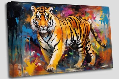 Bengal Tiger Modern Art Canvas Wall Art Picture Print — 第 1/4 张图片