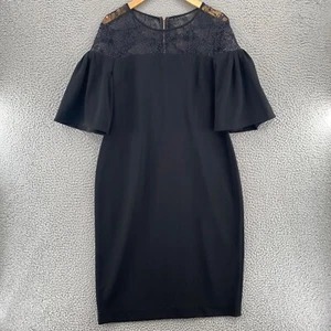 Calvin Klein Dress Womens Black Illusion Lace Neckline Sequin Short Bell Sleeve - Bild 1 von 11