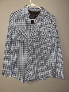 Old Navy Western Pearl Snap Shirt Mens Size Small Plaid Pockets Y9 - Picture 1 of 4