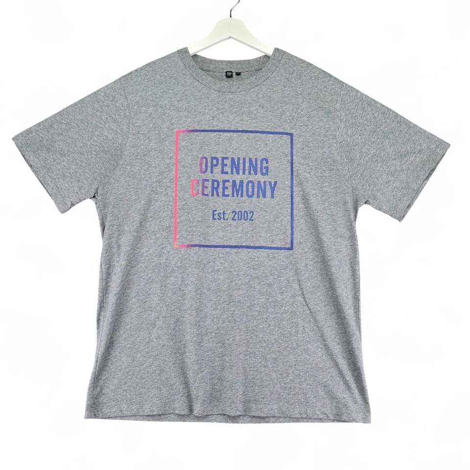 Camiseta Marca Ceremonia de Apertura Para Hombre Grande Gris Brezo Caja Logo Gráfico Algodón Foto 1 de 4