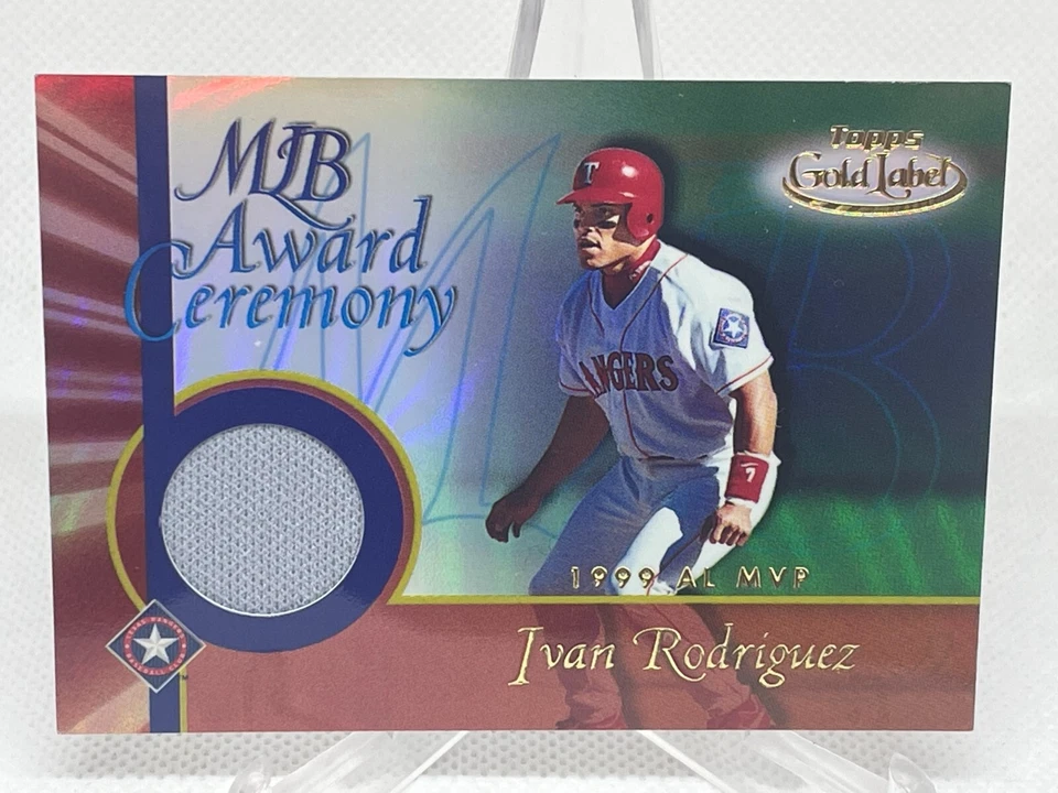 Ivan Rodriguez 2001 Topps Gold Label MLB Award Ceremony Game Used Jersey XebX - Image 1 of 2
