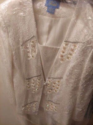 Traje de vestir para mujer Faith Brand marfil lentejuelas 2 piezas talla grande 16W Foto 1 de 4