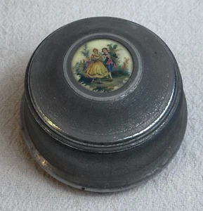 Vintage Victorian Aluminum Wind Up Musical Powder Puff Box "Anniversary Song" - Picture 1 of 10