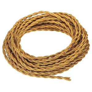 Cavo Lampada Vintage 30Ft Twisted Panno Coperto Filo 18AWG 2 Conduttori Giallo - Foto 1 di 8