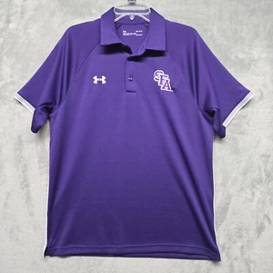 Under Armour Polo Shirt Mens Sz Large Purple HeatGear Loose Golf Casual SFA - Picture 1 of 17