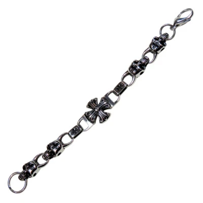 Pulseira masculina de aço inoxidável com cruz de caveira - Imagem 1 de 4