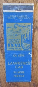 TAXI CAB: LAWRENCE CAB (1940s MATCHBOOK MATCHCOVER) -F24 - Picture 1 of 2