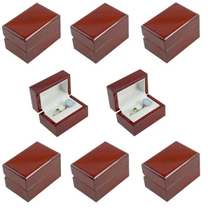 Premium Glossy Rosewood Veneer Double Ring Wedding Jewellery Display Storage Box - Picture 1 of 6