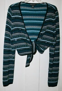 INC International Concepts Women's Black/Blue/White Shrug Sweater Size XL - Picture 1 of 4