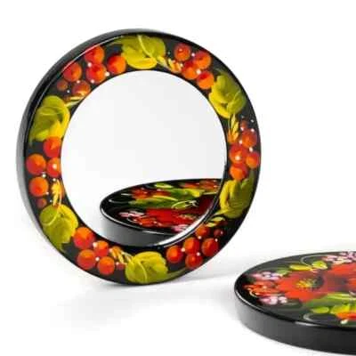 Cosmetic pocket mirror with Petrykivka painting - Image 1 of 4