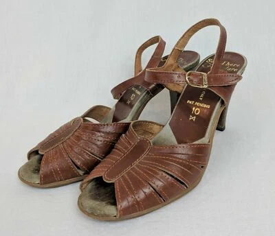 Sandalias Famolare Vintage Años 70 Cuero Marrón - Talla 5.5 M - Pre-amadas Foto 1 de 4