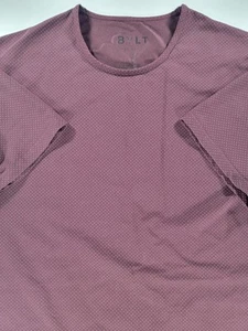 BYLT Shirt Mens Large Burgundy Dot Print Drop Cut Lux Soft Short Sleeve Tee - Picture 1 of 10