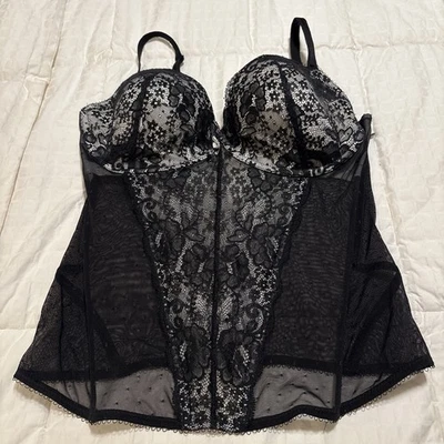 Corsé de encaje vintage de Victoria's Secret Bustier Negro 36 D Foto 1 de 4