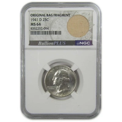 1941 D Washington Quarter MS 64 NGC Silver Bag Fragment SKU:I20596 - Image 1 of 4