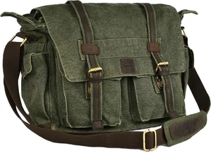 LEATHER VILLAGE Canvas Messenger Schultertasche für Herren & Damen - stilvoll grün  - Bild 1 von 8
