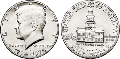 Medio dólar Kennedy del Bicentenario 1776-1976: S como nuevo - 40 % prueba de plata Foto 1 de 2